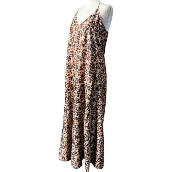 Nicole Miller New York Womens  M Animal Print Maxi Dress With Built-In Bra Brown - Picture 8 of 14